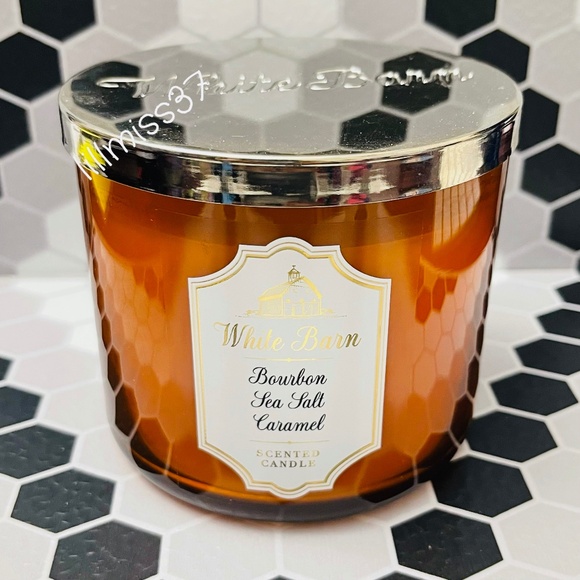 RARE VHTF Brand New Bath & Body Works Bourbon Sea Salt & Caramel 3 Wick Candle